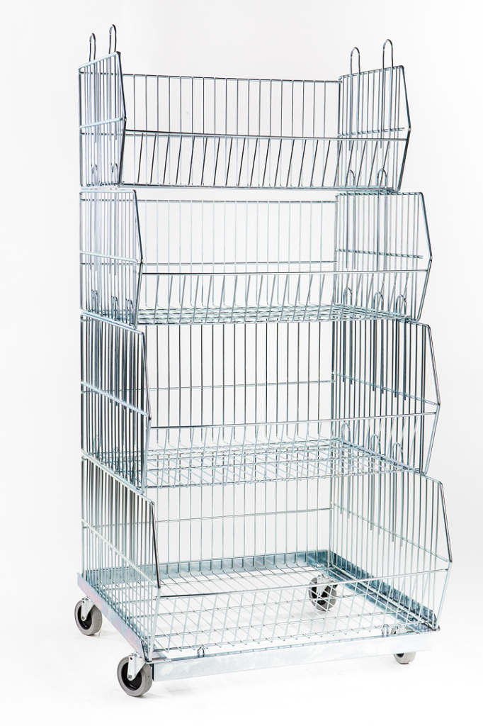 Stacking Baskets, Plinth Zinc Plated