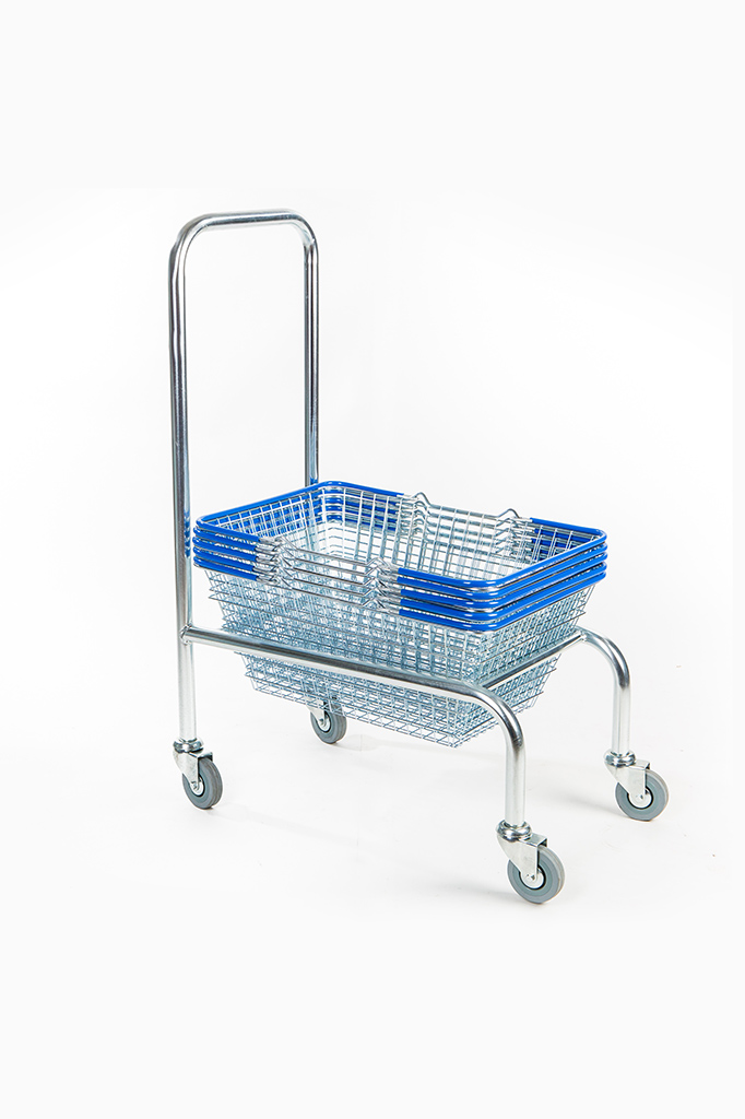 Shopping Basket With Stacker Zinc Plated Various Handle Colours Shopping Basket With Stacker Zinc Plated Various Handle Colours